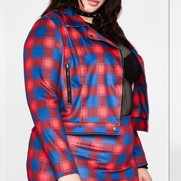 NWOT Pretty Plaid Action Moto Jacket - Picture 4 of 6